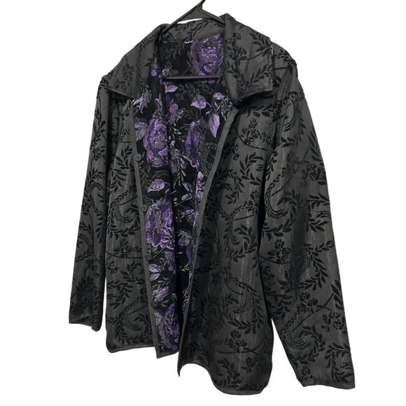 Reversible Black & Purple Floral Jacket Womens - Picture 3 of 9
